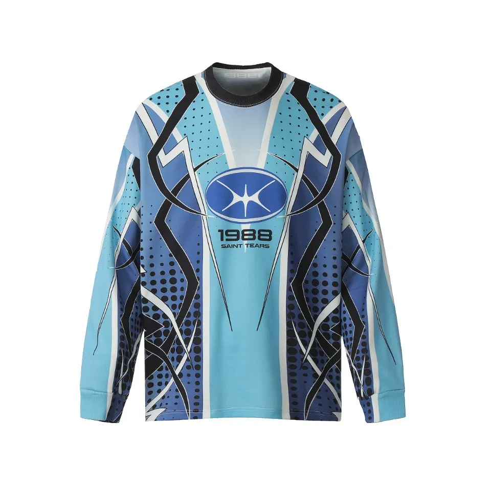 Saint michael tears all-over printed long-sleeved vintage autumn and winter T-shirt Style number: 120 Size: M L XL Wholesale price: 136 Color: blue pink